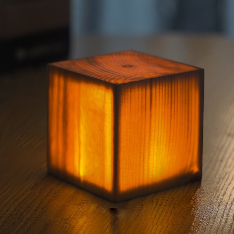 Wood Table Lamp with Translucent Grain Pattern - Lattea Global