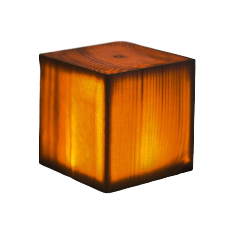 Wood Table Lamp with Translucent Grain Pattern - Lattea Global