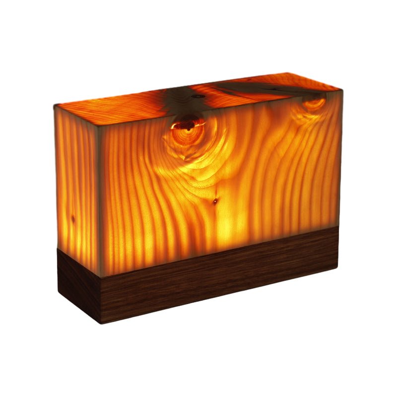 Wood Table Lamp with Translucent Grain Pattern - Lattea Global