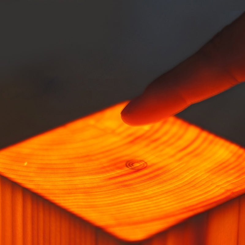 Wood Table Lamp with Translucent Grain Pattern - Lattea Global
