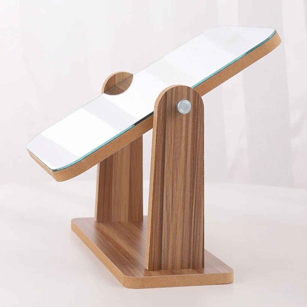 Wooden Vanity Mirror 360° Rotating Compact Makeup Mirror - Lattea Global