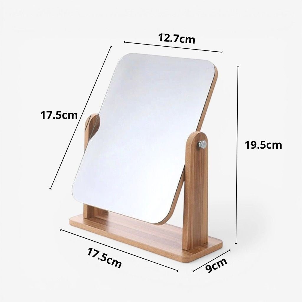 Wooden Vanity Mirror 360° Rotating Compact Makeup Mirror - Lattea Global