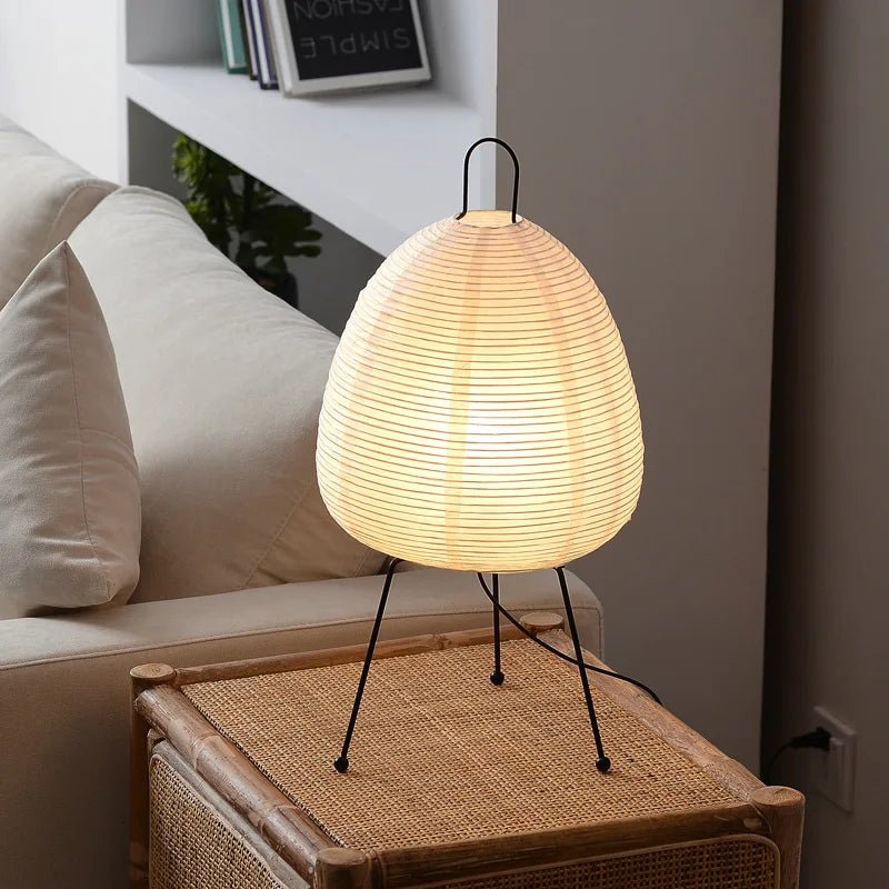 ZenAura Japanese Rice Paper Tripod Lamp