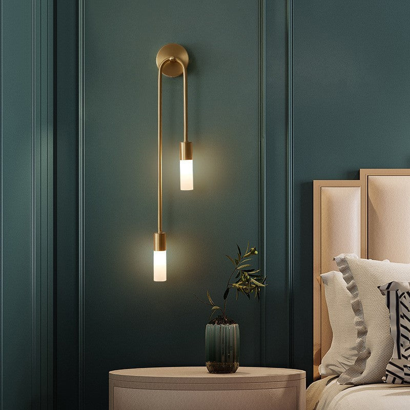 Gold Wall Sconce with Double Frosted Glass Cylinders