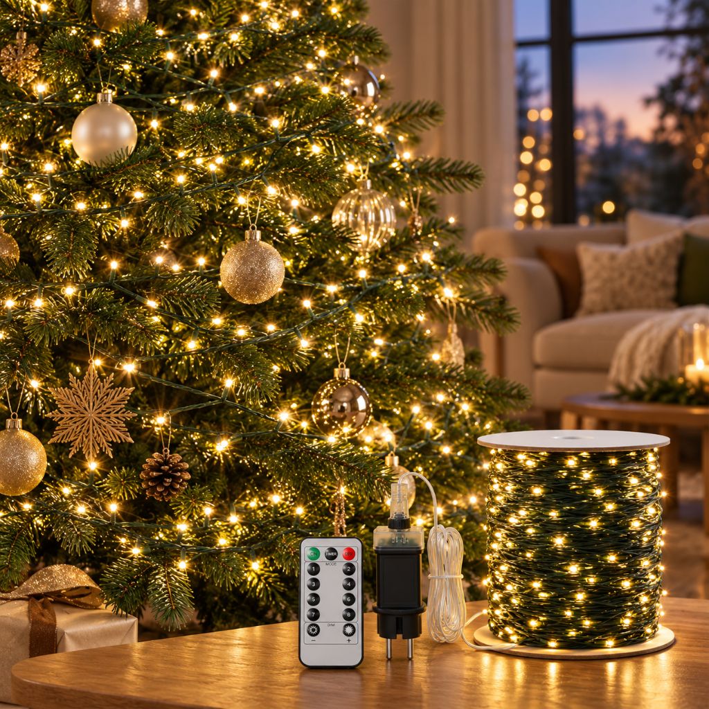 100m 1000-LED Christmas String Lights with Remote Control