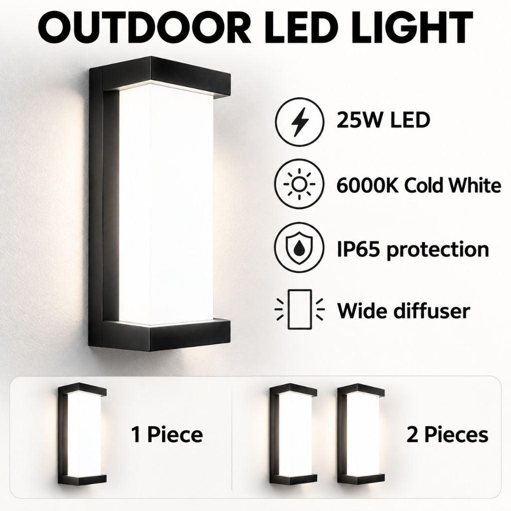 Rectangular IP65 LED Outdoor Porch Wall Light