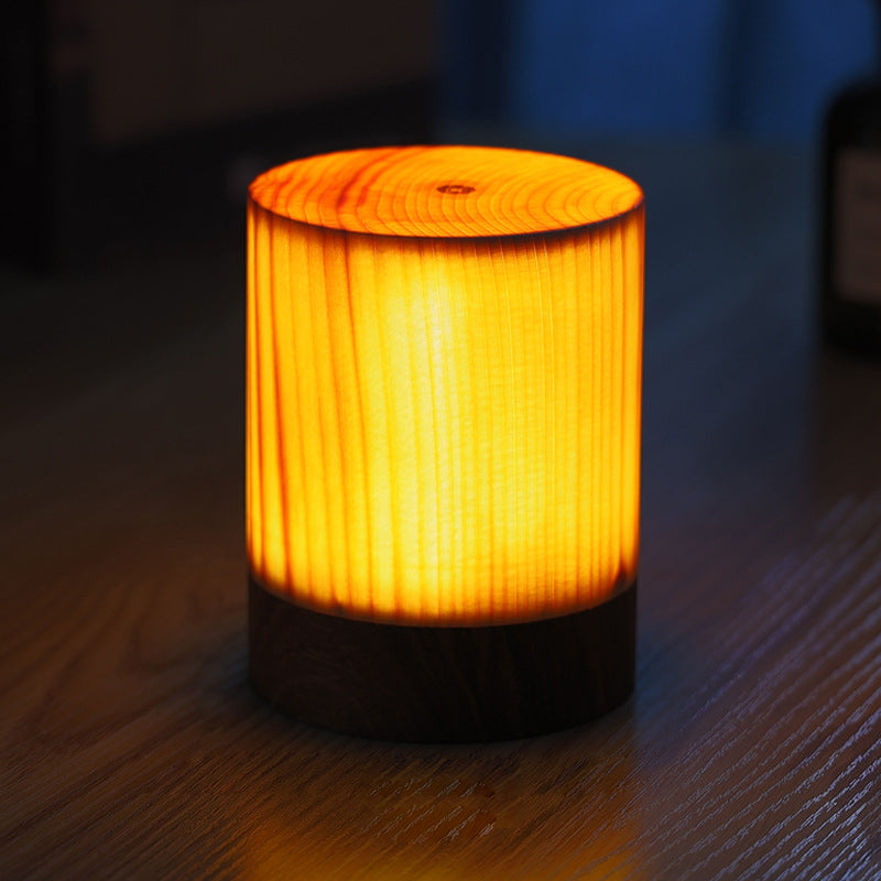 Wood Table Lamp with Translucent Grain Pattern