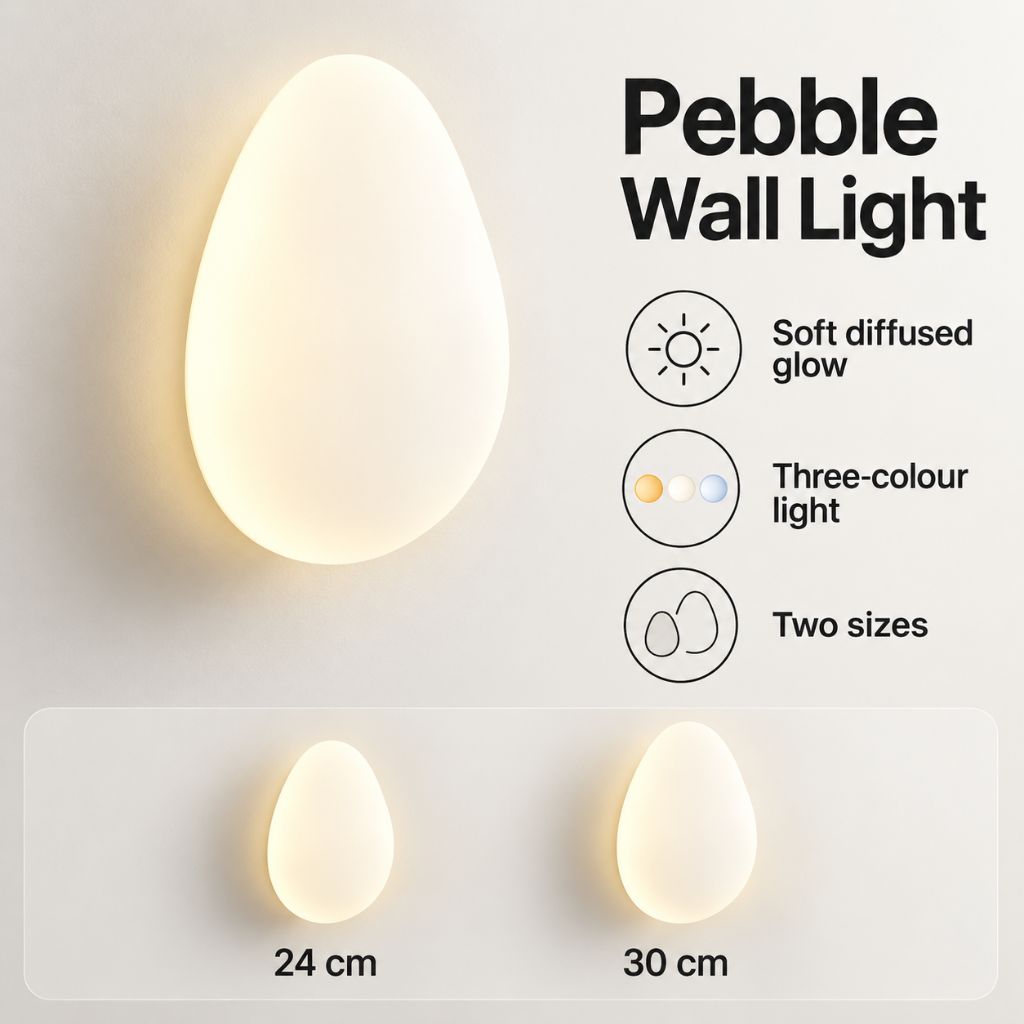 Pebble Shape LED Wall Light with Soft Diffused Glow