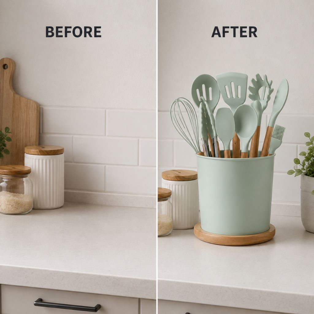 11-Piece Silicone Cooking Utensil Set with Wooden Handles