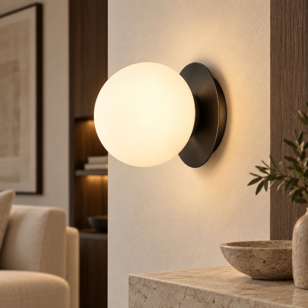 Round Glass Globe G9 Wall Light with Metal Base