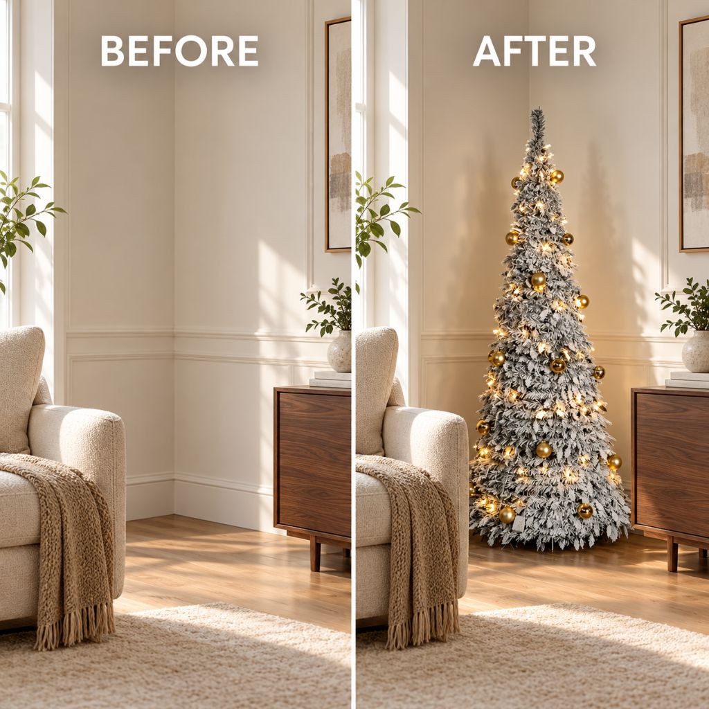 Prelit Christmas Tree with Snow-Effect Finish