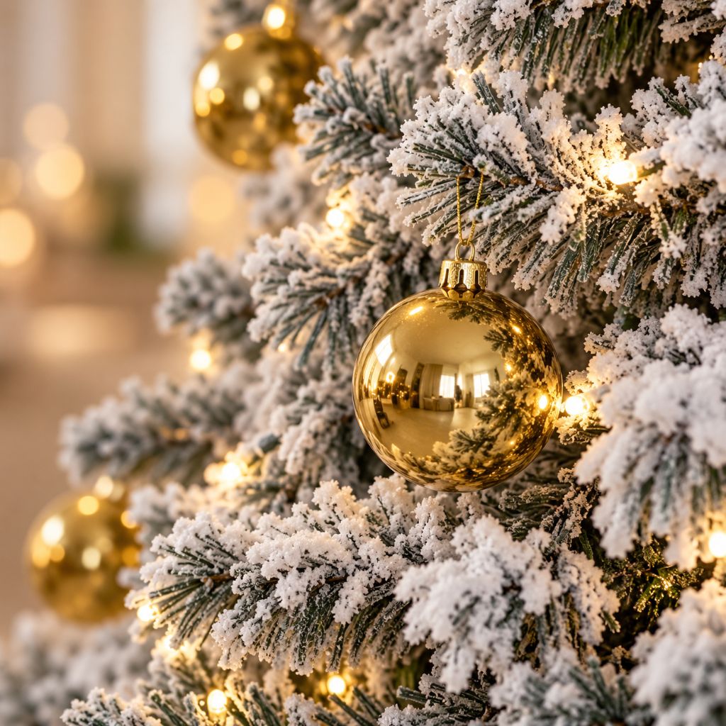 Prelit Christmas Tree with Snow-Effect Finish