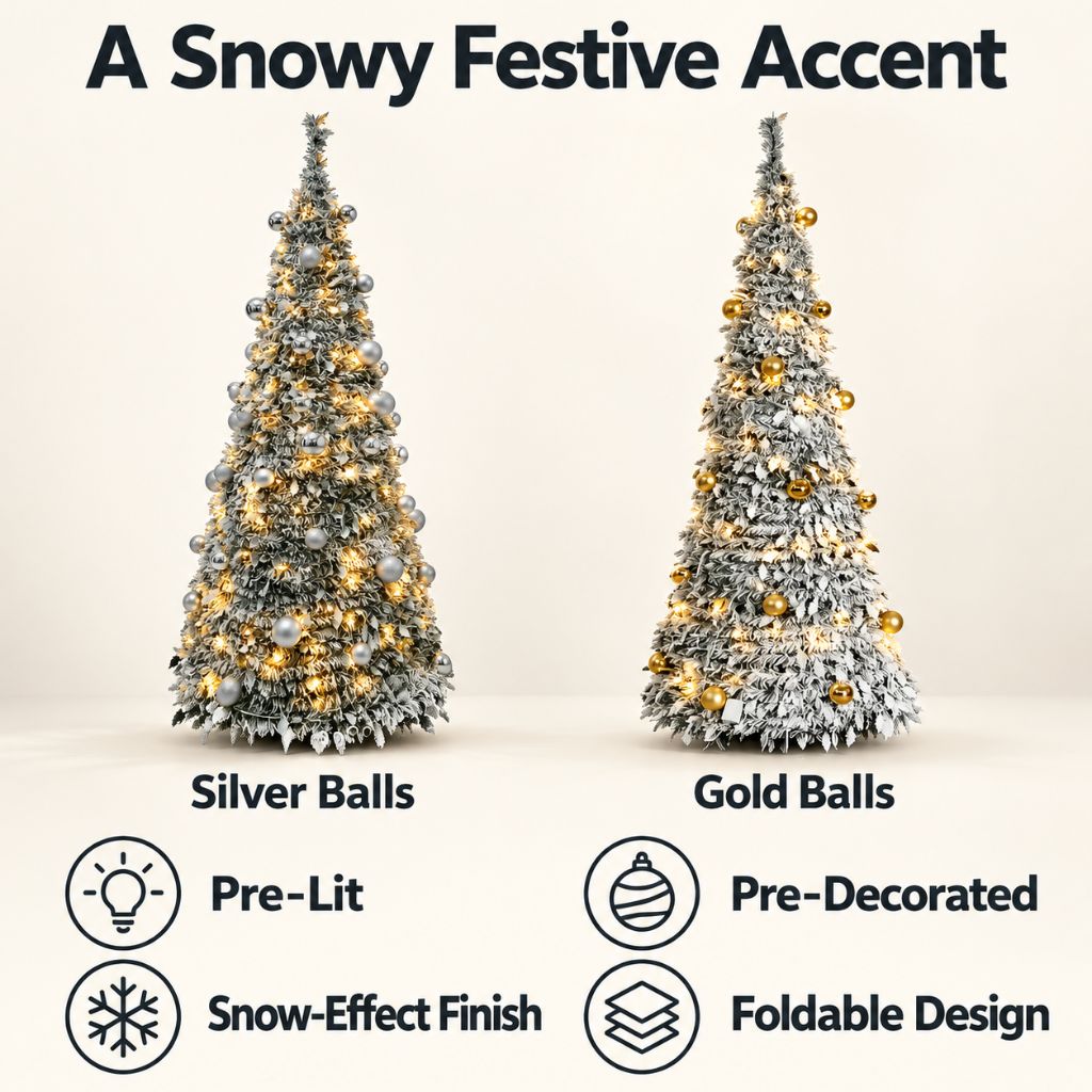 Prelit Christmas Tree with Snow-Effect Finish