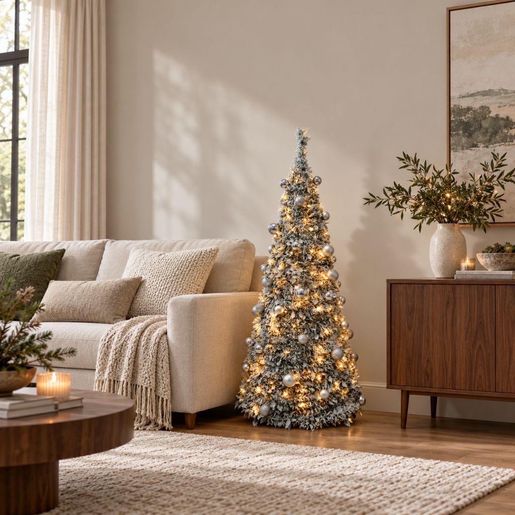 Prelit Christmas Tree with Snow-Effect Finish