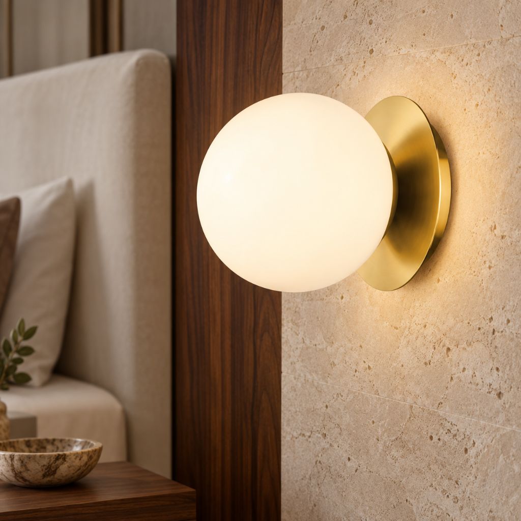 Round Glass Globe G9 Wall Light with Metal Base