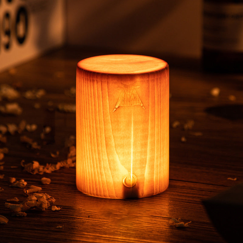 Wood Table Lamp with Translucent Grain Pattern