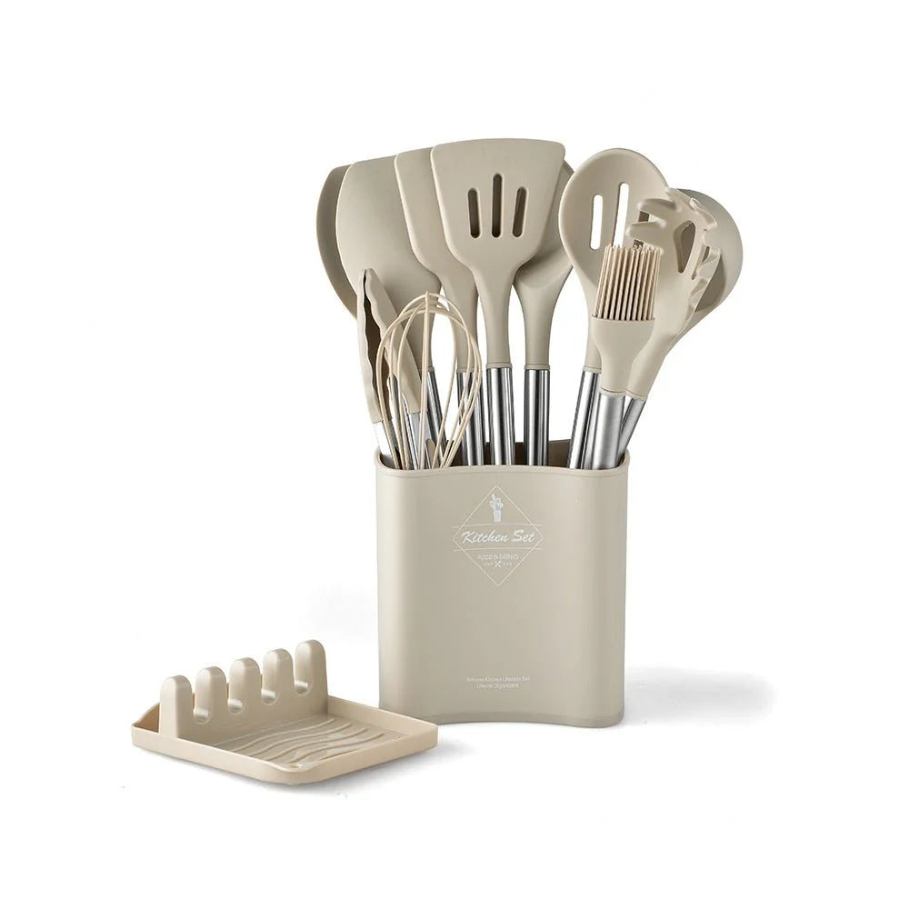 13-Piece Nordic Silicone Kitchen Utensil Set Lattea