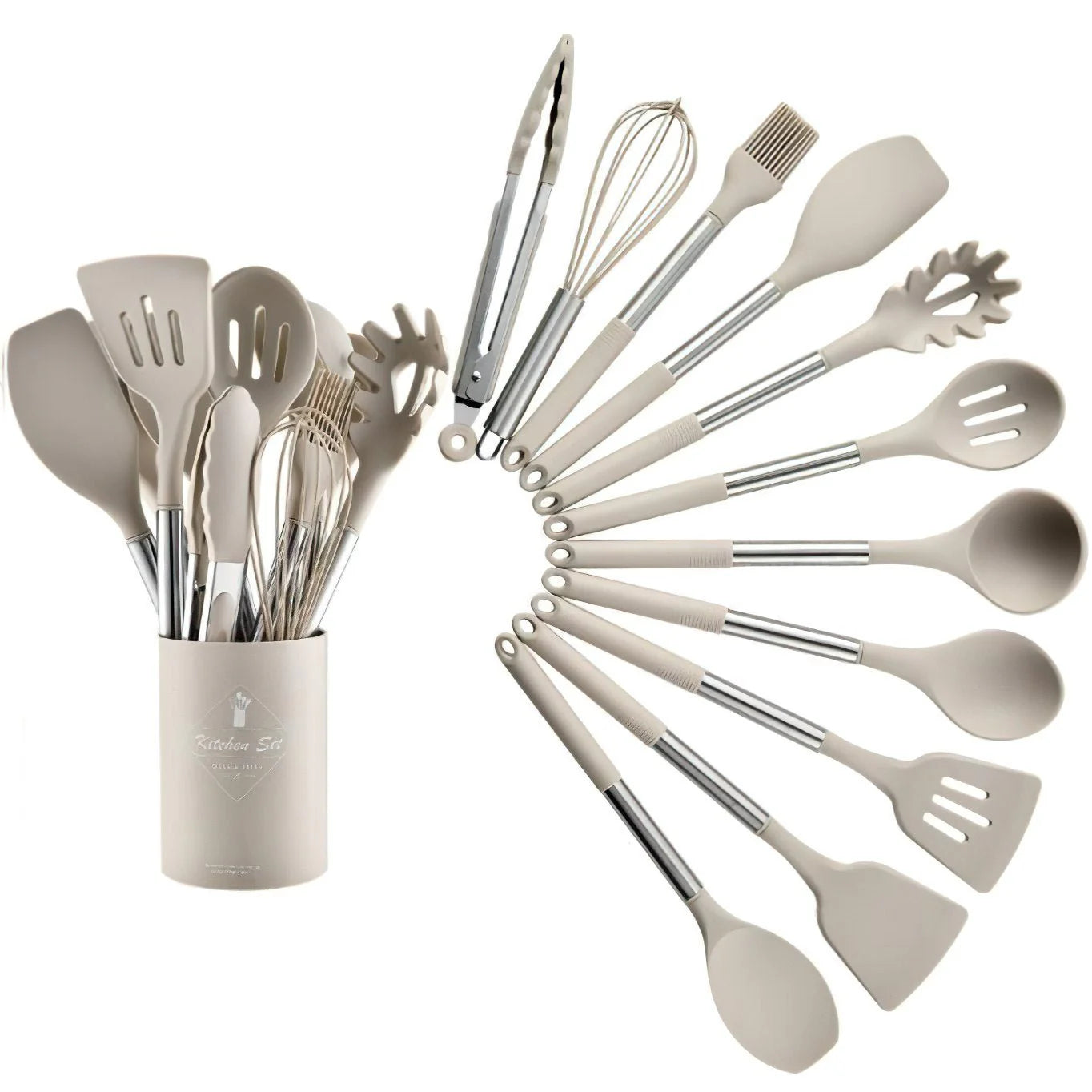 13-Piece Nordic Silicone Kitchen Utensil Set Lattea