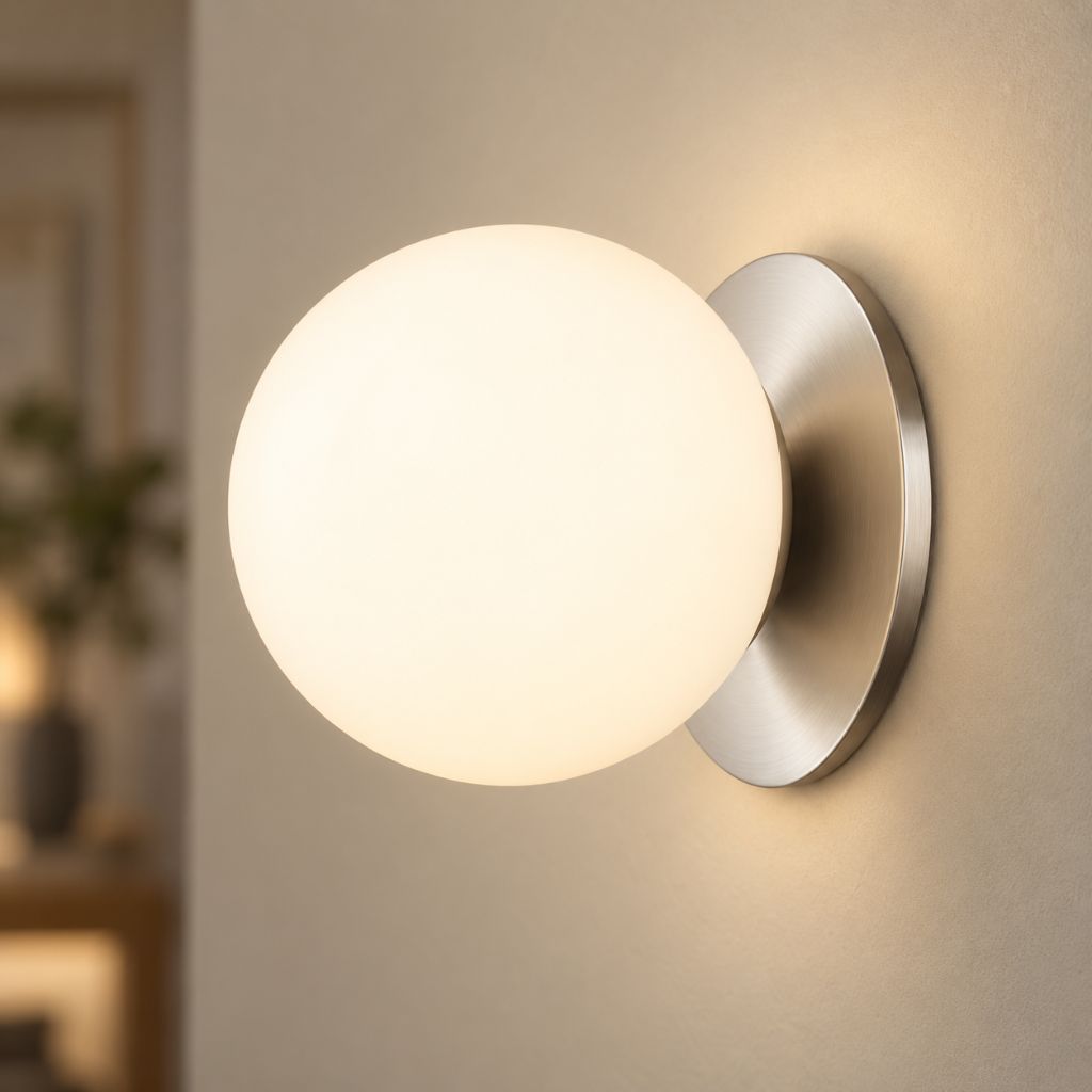 Round Glass Globe G9 Wall Light with Metal Base