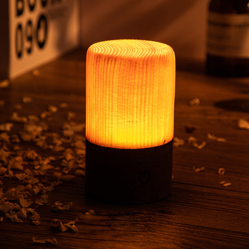 Wood Table Lamp with Translucent Grain Pattern