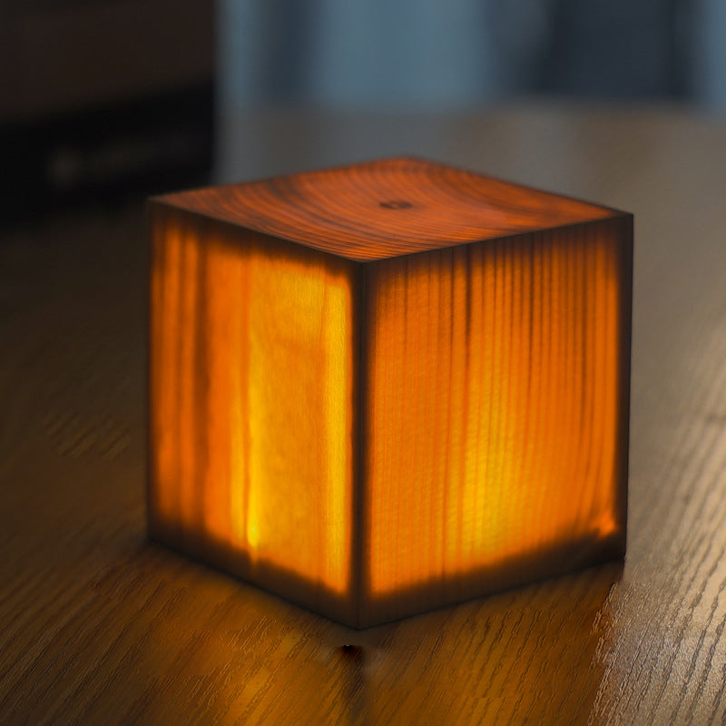 Wood Table Lamp with Translucent Grain Pattern