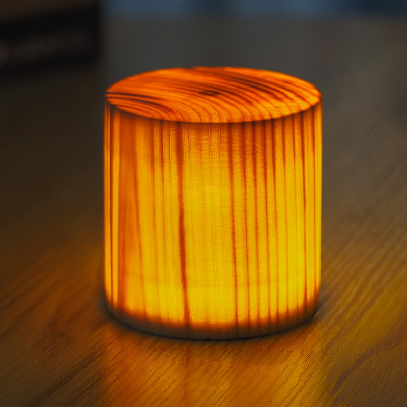 Wood Table Lamp with Translucent Grain Pattern