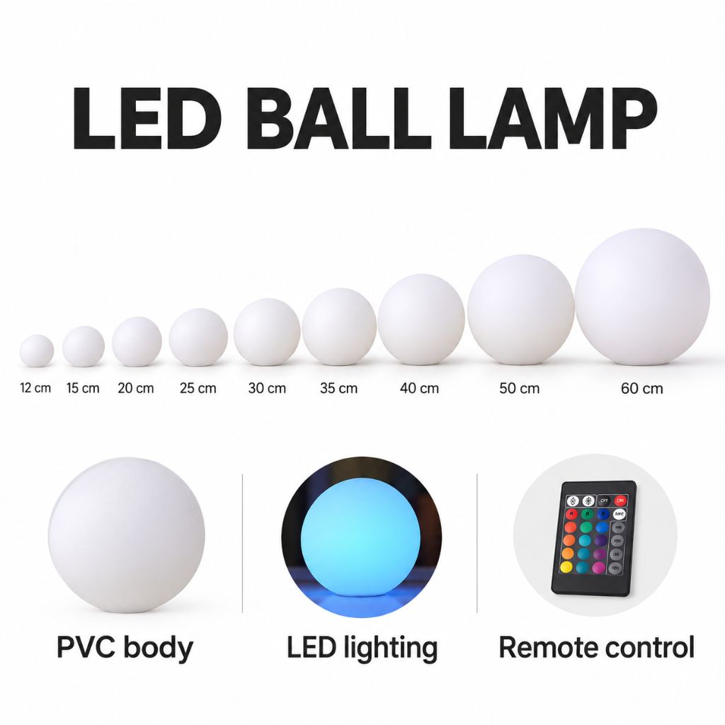 Colour-Changing LED Ball Floor Lamp with Remote Control
