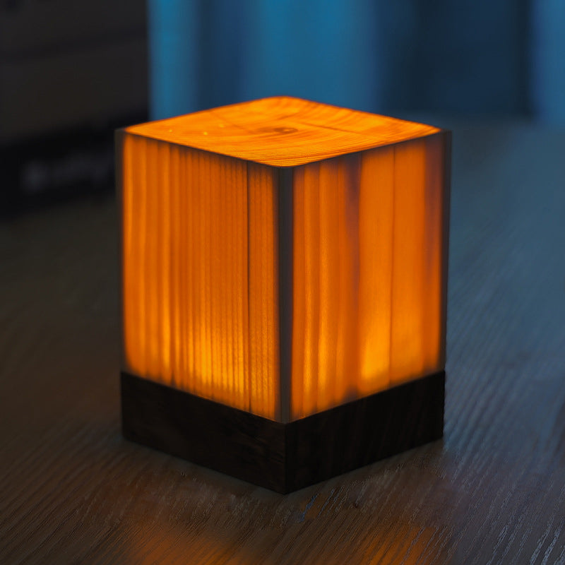 Wood Table Lamp with Translucent Grain Pattern