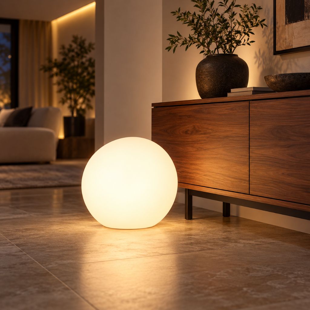 Colour-Changing LED Ball Floor Lamp with Remote Control