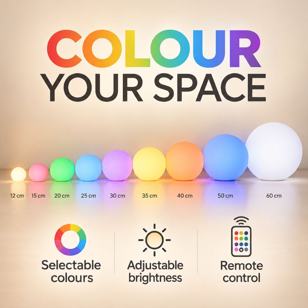 Colour-Changing LED Ball Floor Lamp with Remote Control