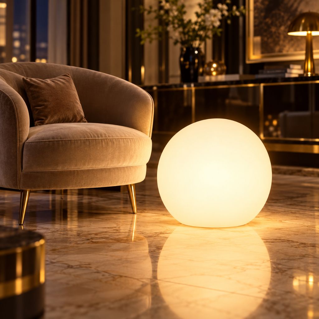 Colour-Changing LED Ball Floor Lamp with Remote Control
