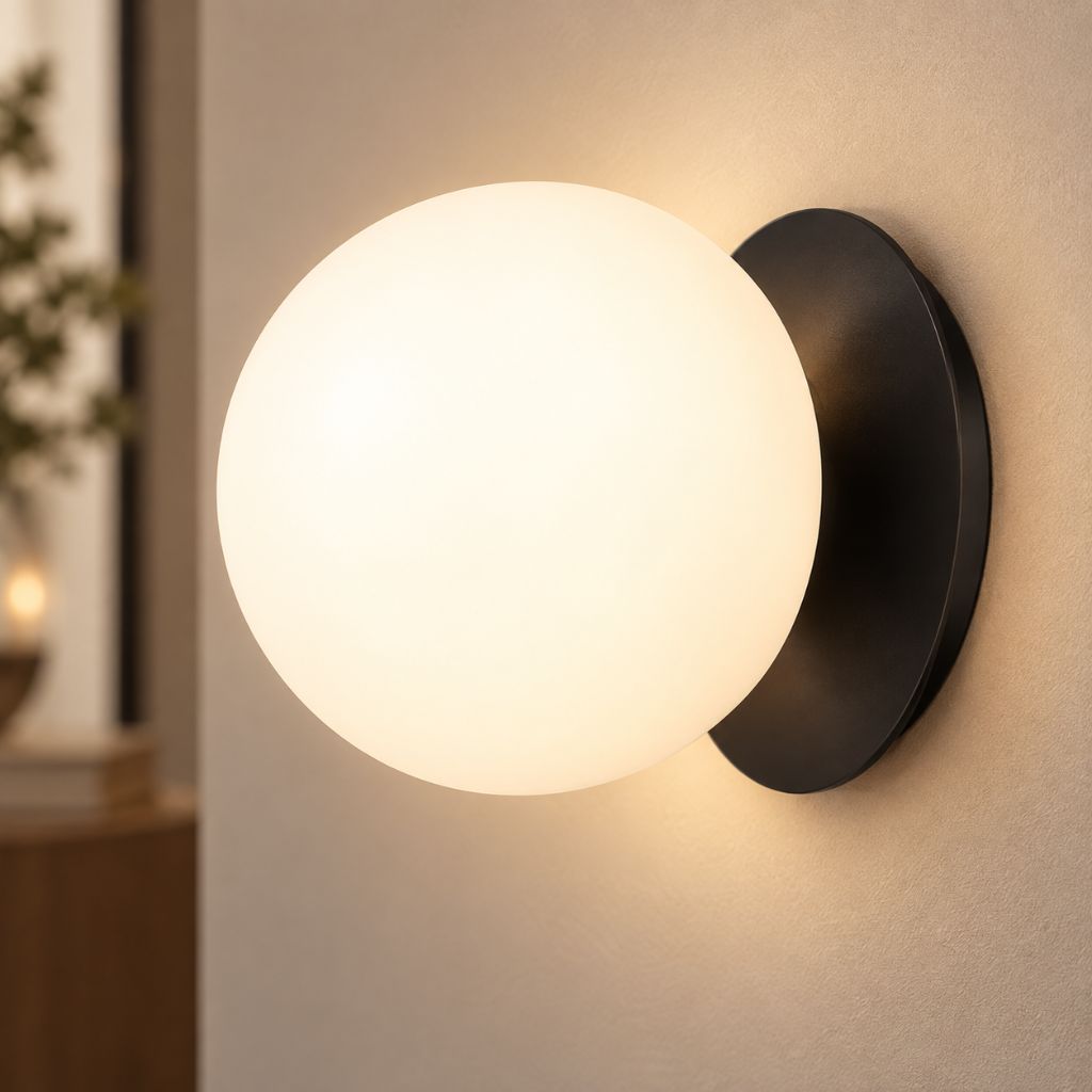 Round Glass Globe G9 Wall Light with Metal Base