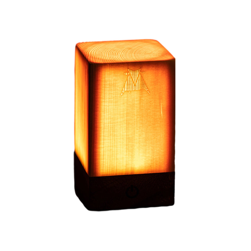 Wood Table Lamp with Translucent Grain Pattern