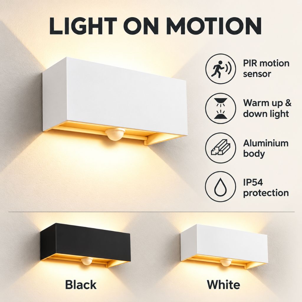 24W PIR Motion Sensor Up and Down LED Wall Light