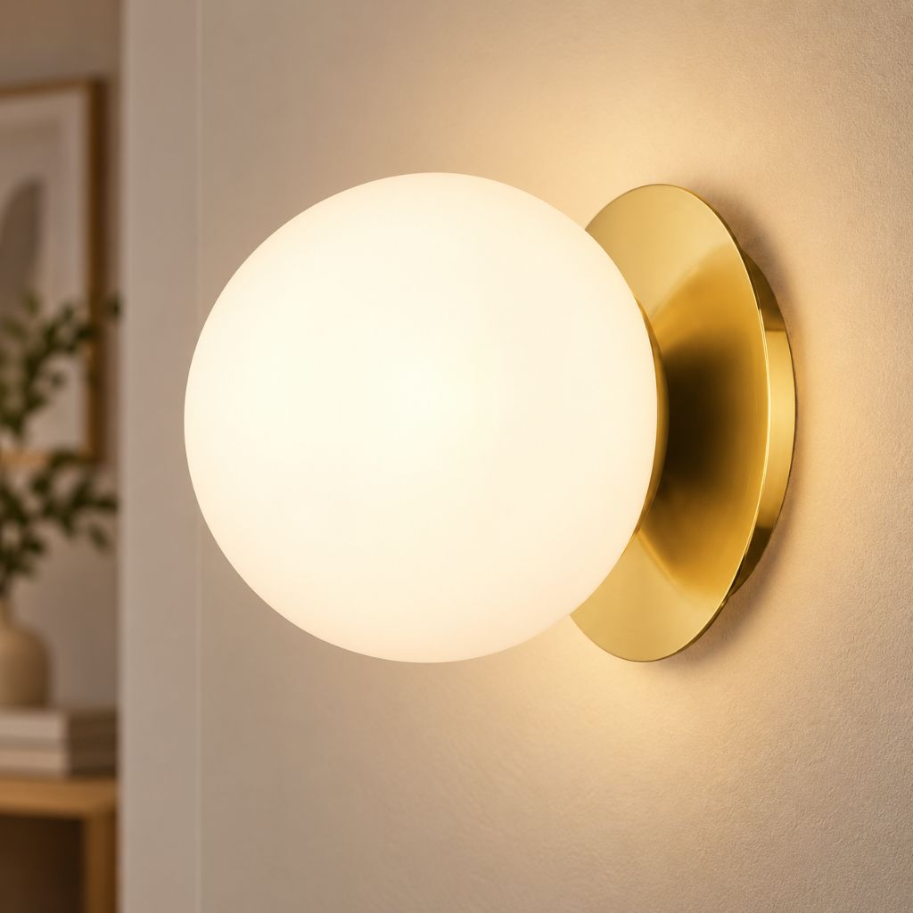 Round Glass Globe G9 Wall Light with Metal Base