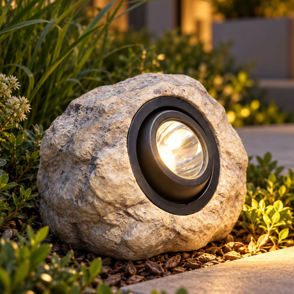 Solar Rock Garden Spotlight with Warm and Cool White LED