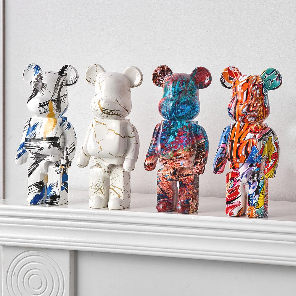 Resin Bear Sculpture with Graffiti Street Art Design