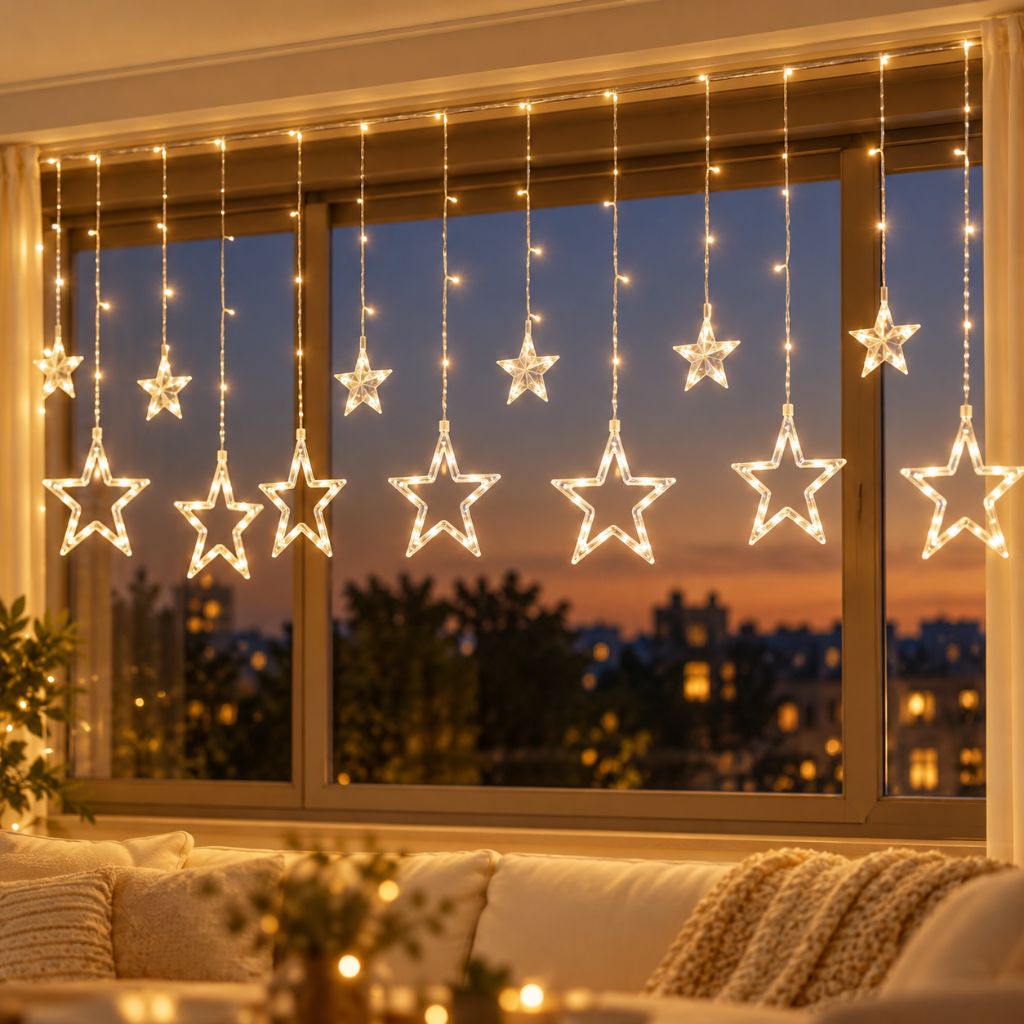 3.5m LED Star Curtain Christmas Lights with 8 Modes