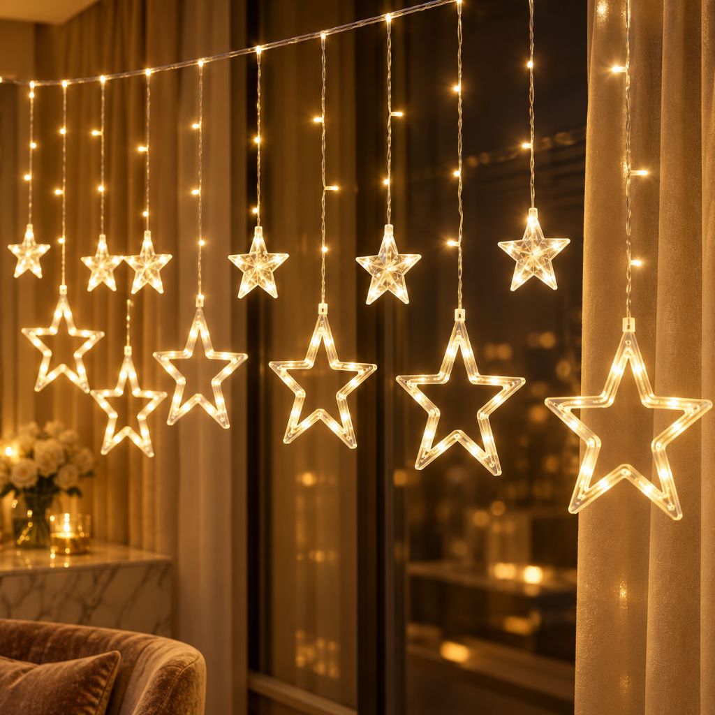 3.5m LED Star Curtain Christmas Lights with 8 Modes