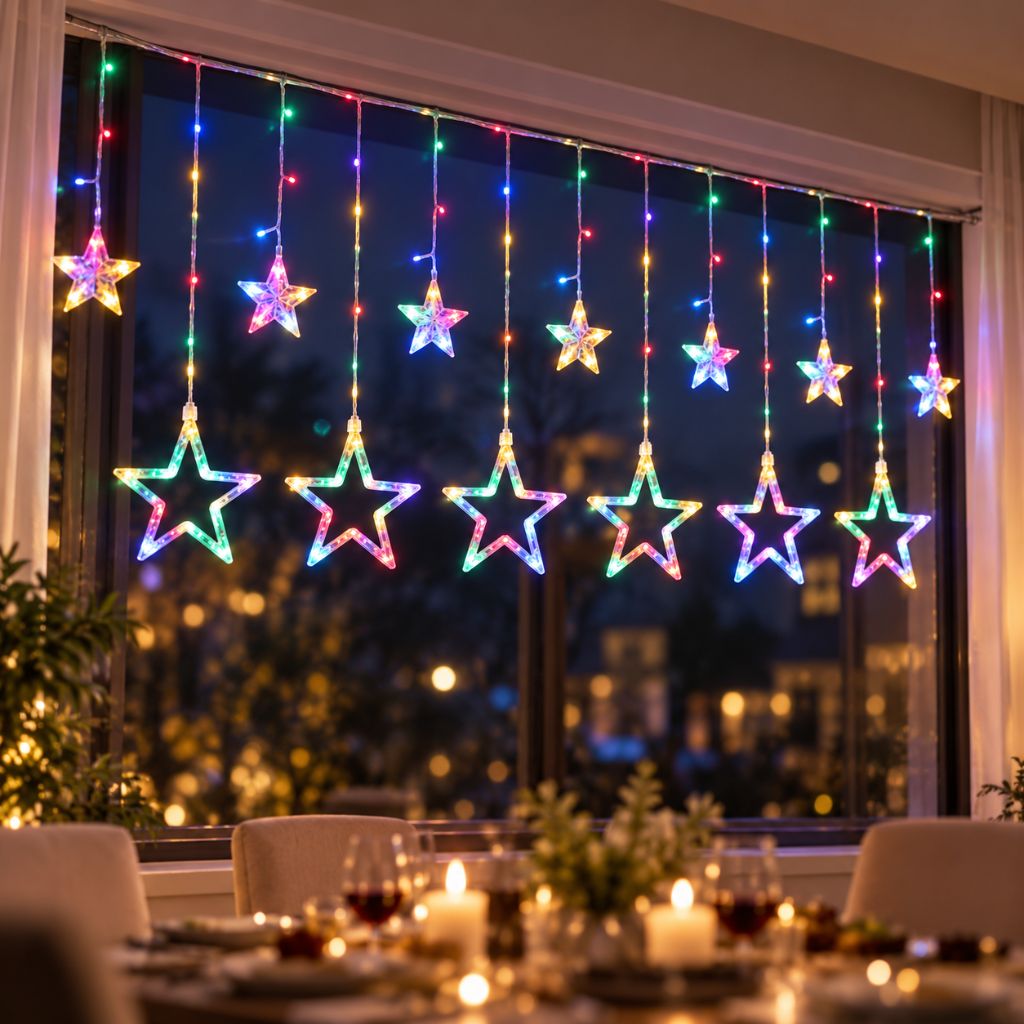 3.5m LED Star Curtain Christmas Lights with 8 Modes