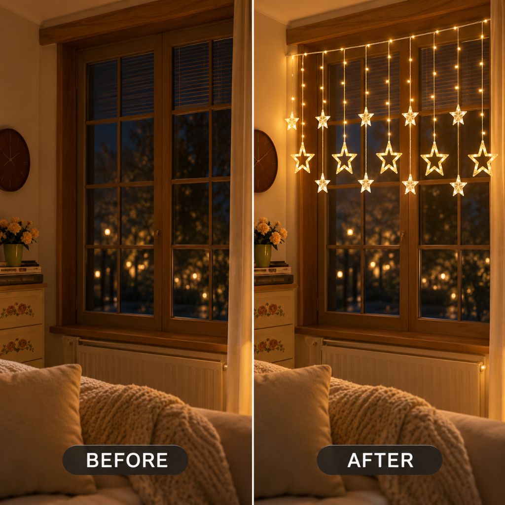 3.5m LED Star Curtain Christmas Lights with 8 Modes