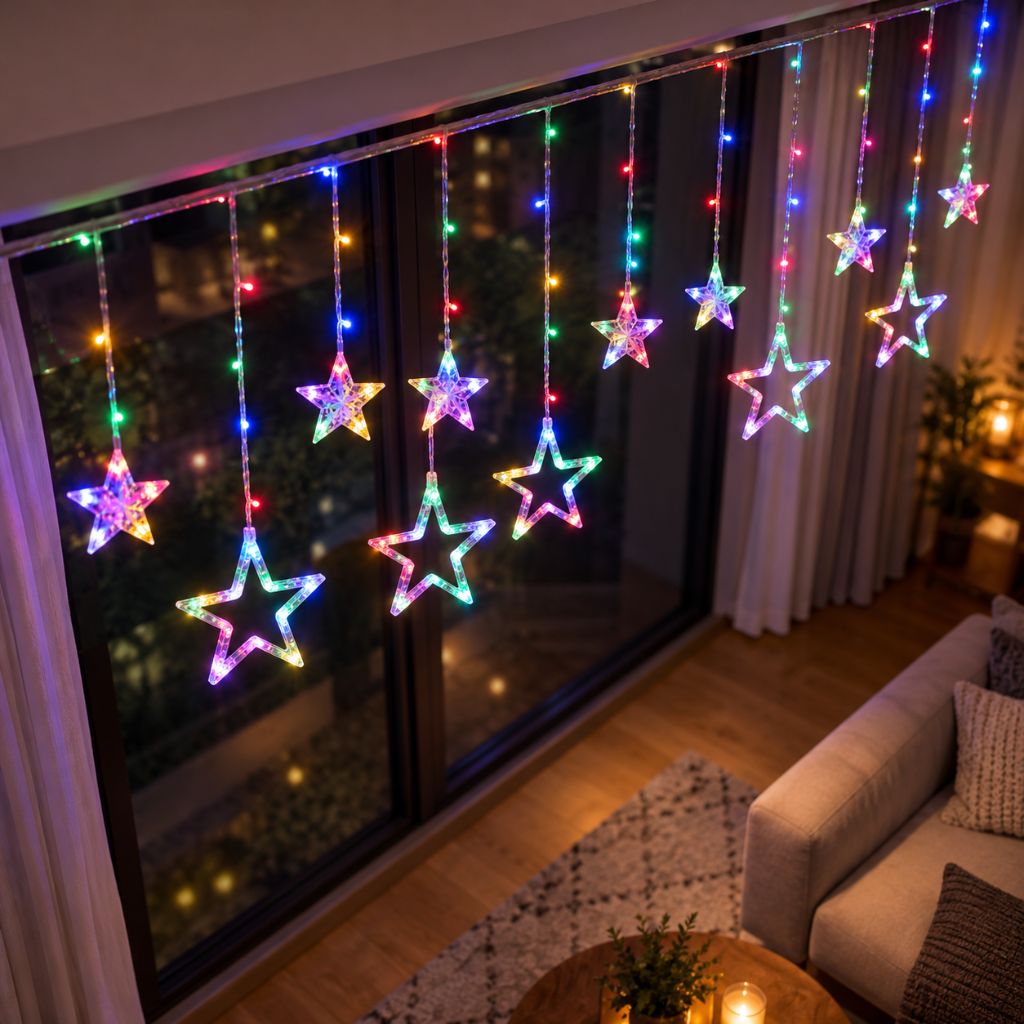3.5m LED Star Curtain Christmas Lights with 8 Modes