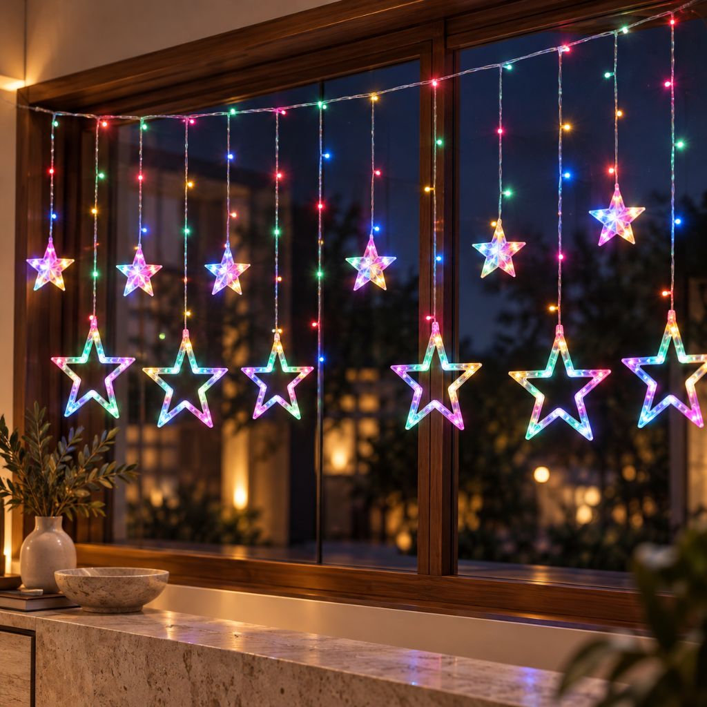 3.5m LED Star Curtain Christmas Lights with 8 Modes