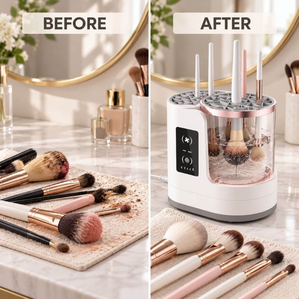 3-in-1 Electric Makeup Brush Cleaner and Dryer with Timer