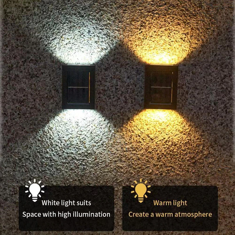 Solar Panel Powered LED Wall Lights for Outdoor