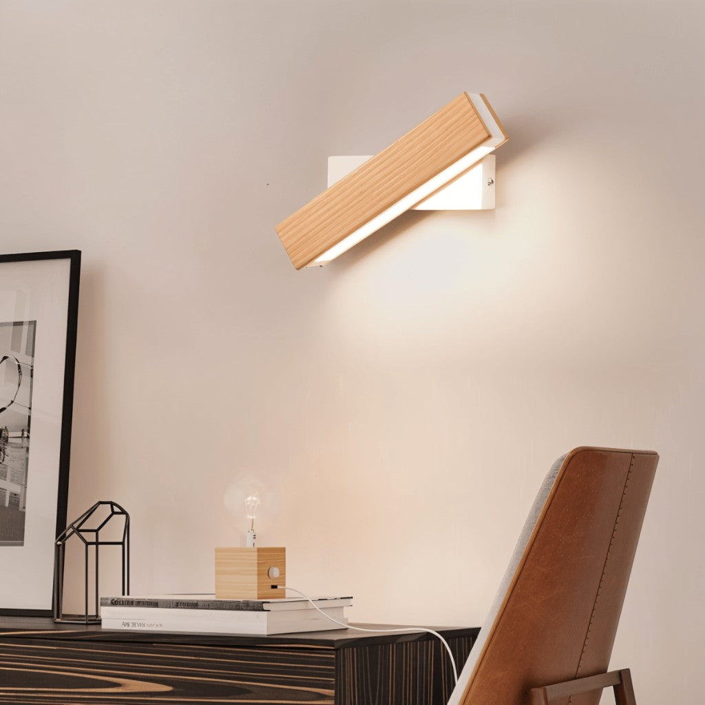 360° Swiveling Wooden Wall Light