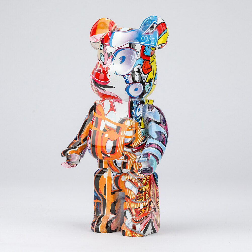 Resin Bear Sculpture with Graffiti Street Art Design