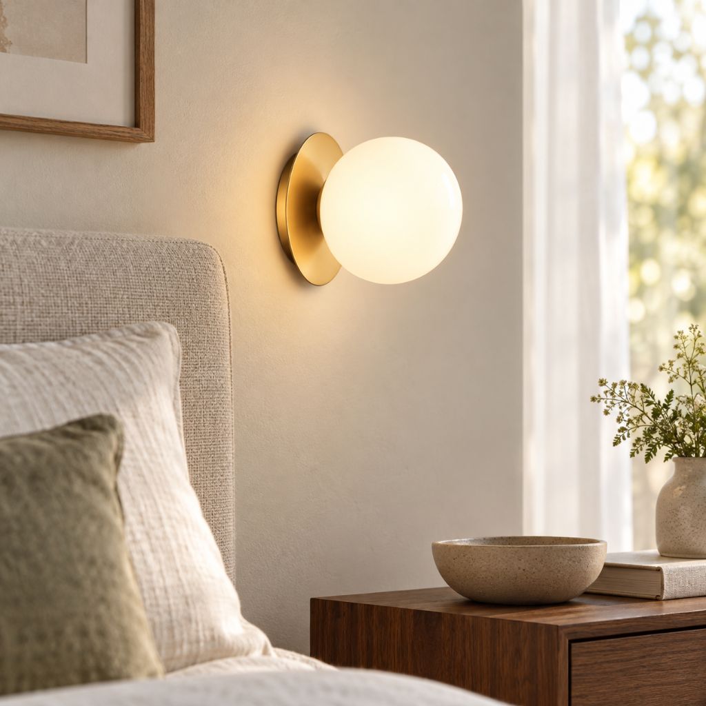 Round Glass Globe G9 Wall Light with Metal Base