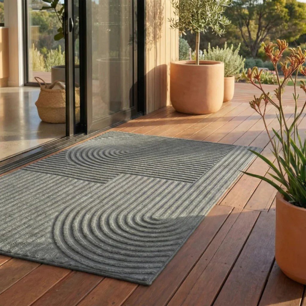 3D Grooved Geometric Doormat Anti - Slip Scraper Entrance Mat - Lattea Global