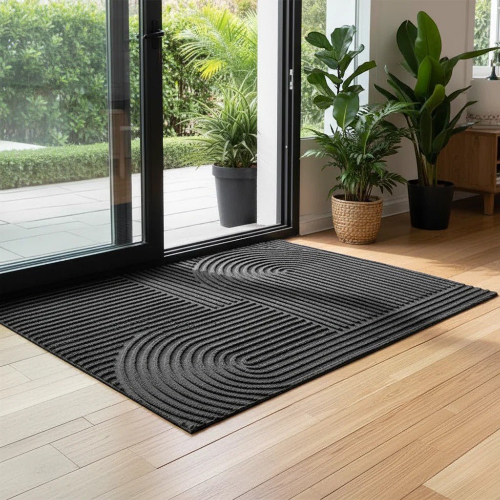 3D Grooved Geometric Doormat Anti - Slip Scraper Entrance Mat - Lattea Global
